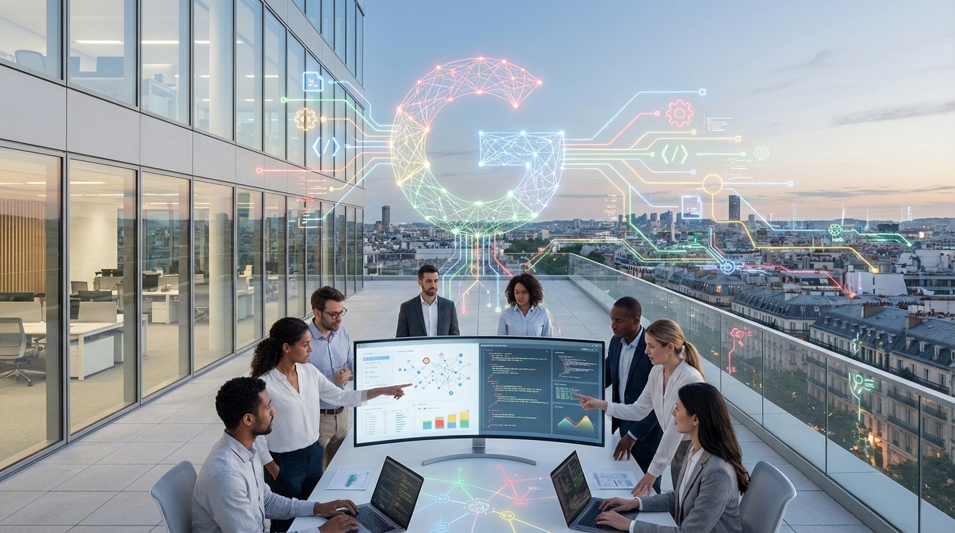 Intelligence artificielle et technologie - illustration représentant les modèles IA open source de Google