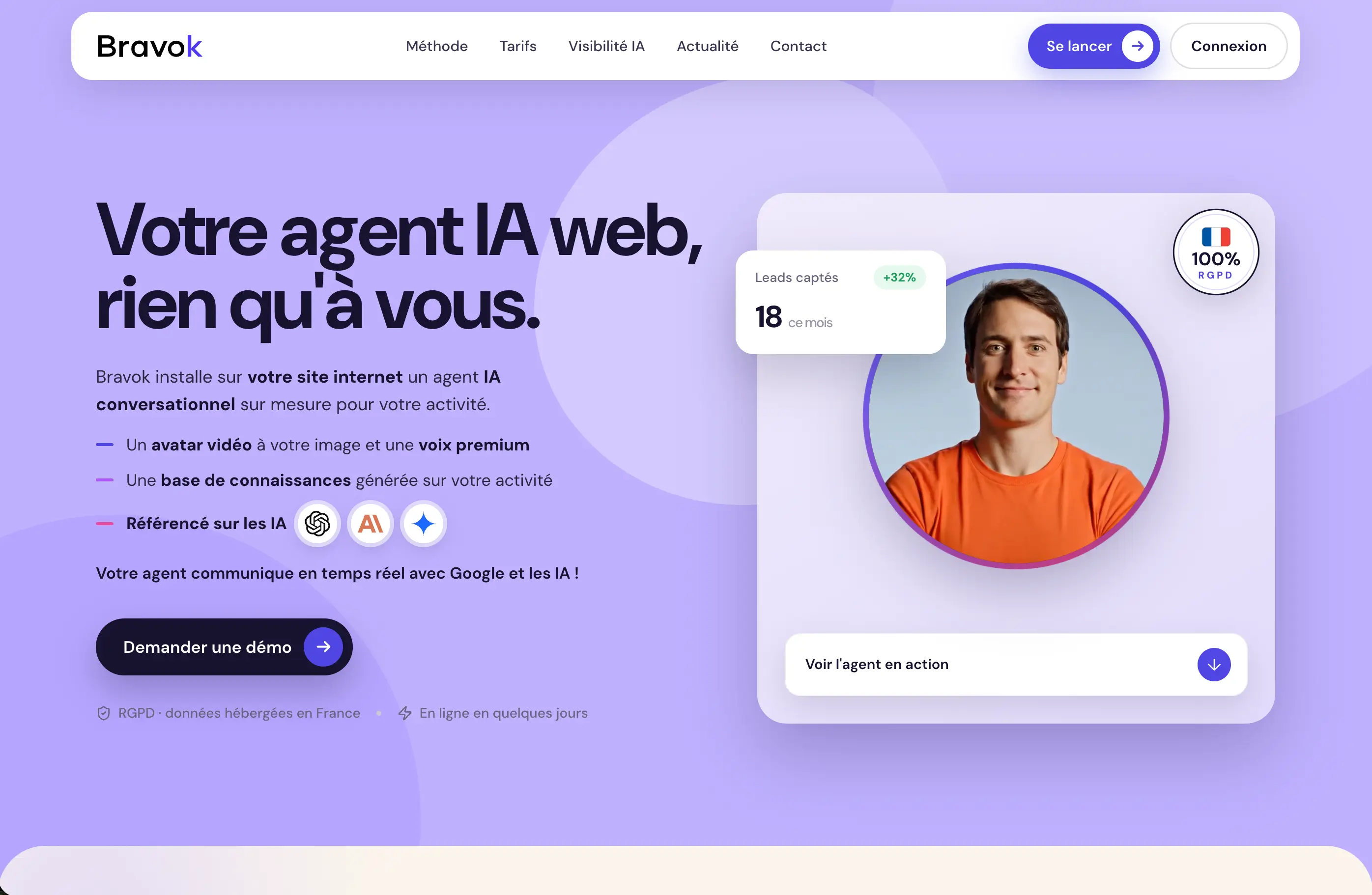 Bravok - Agent IA conversationnel embarquable et optimisation GEO pour la recherche par IA