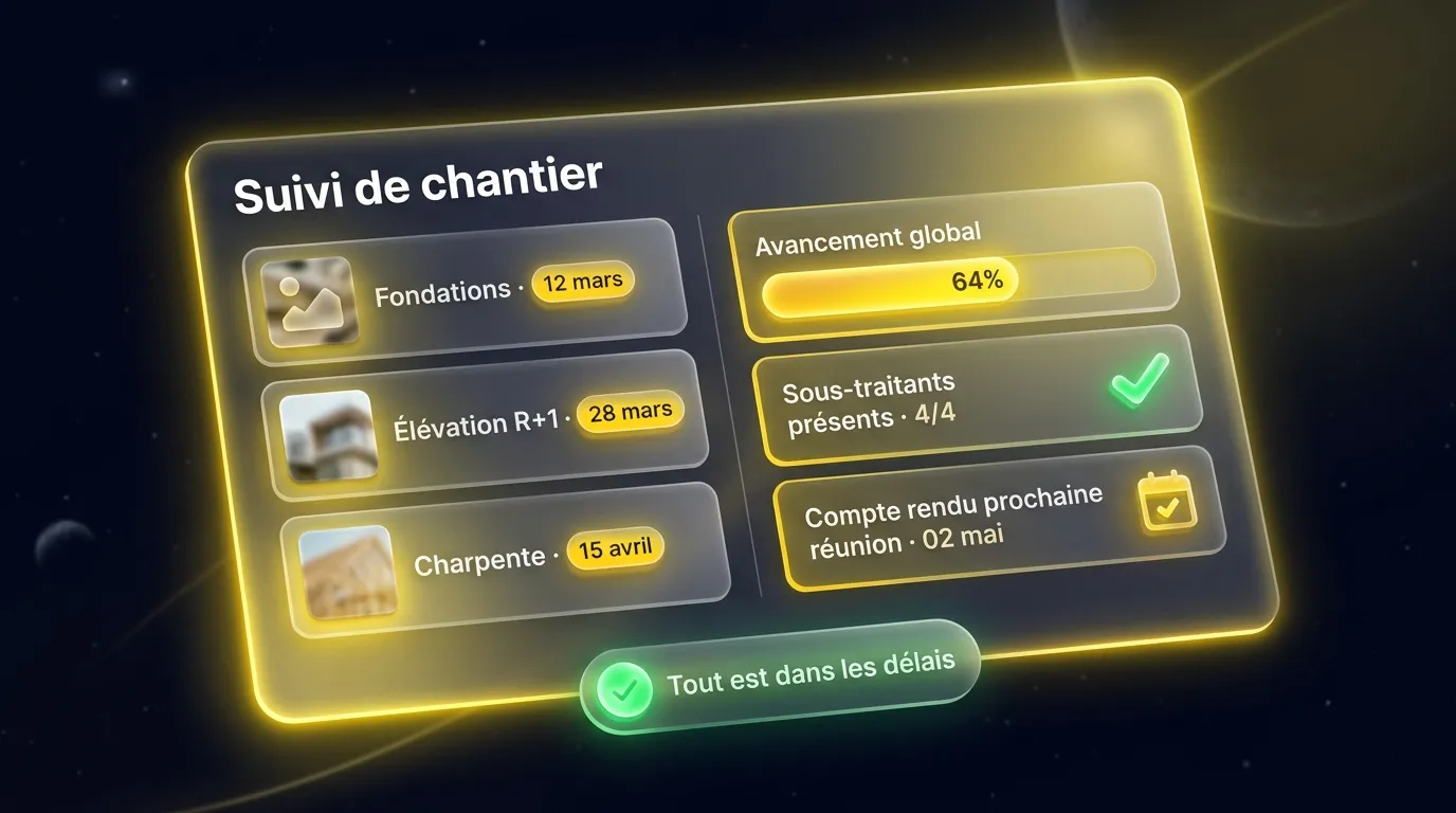 Suivi de chantier et reporting d'avancement automatisé