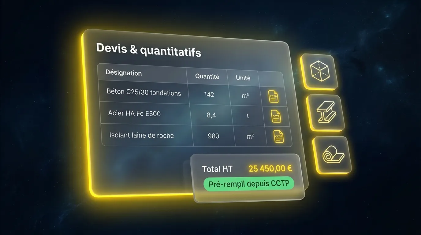 Génération automatique de devis et quantitatifs depuis le CCTP