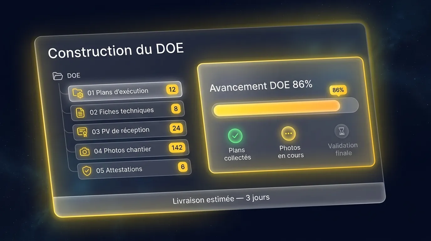 Génération automatique du DOE depuis les pièces de chantier