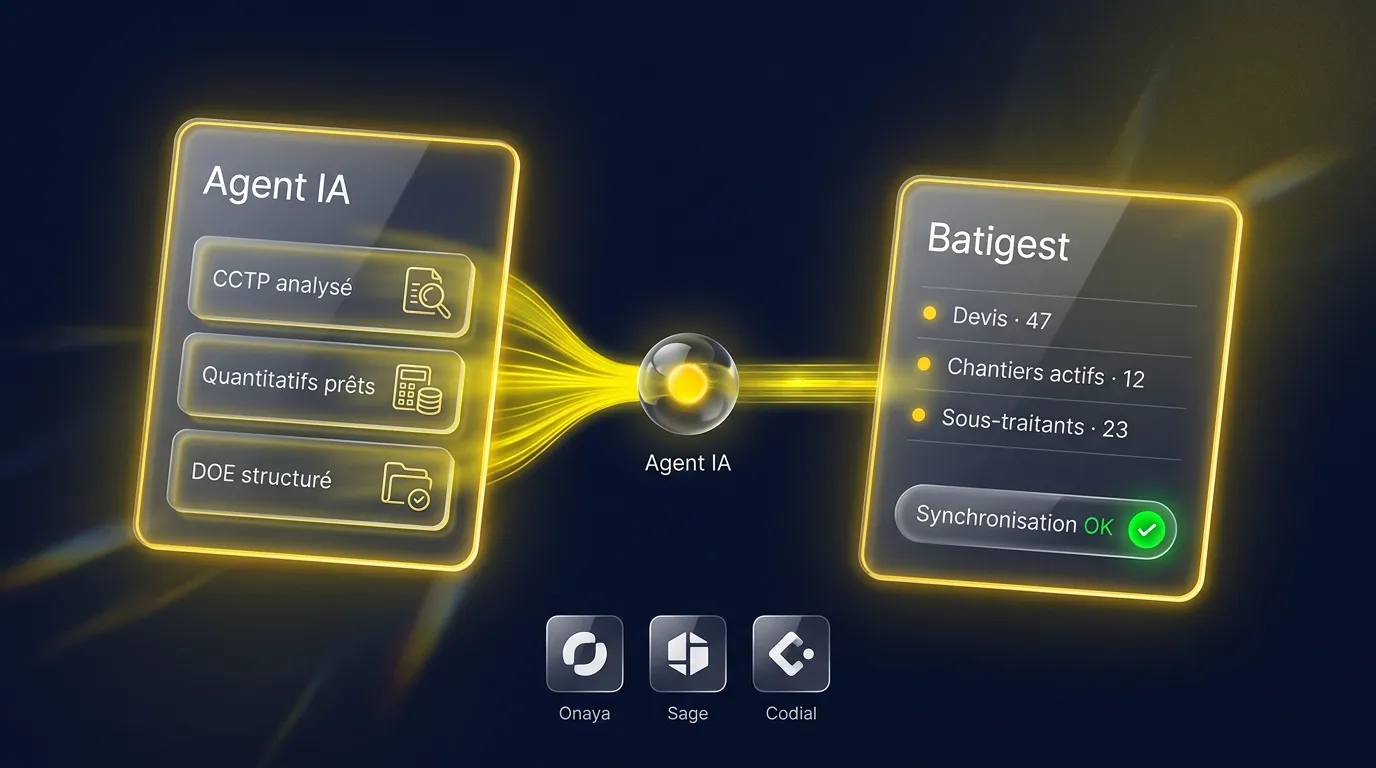Connexion de l'agent IA à Batigest, Onaya et Sage