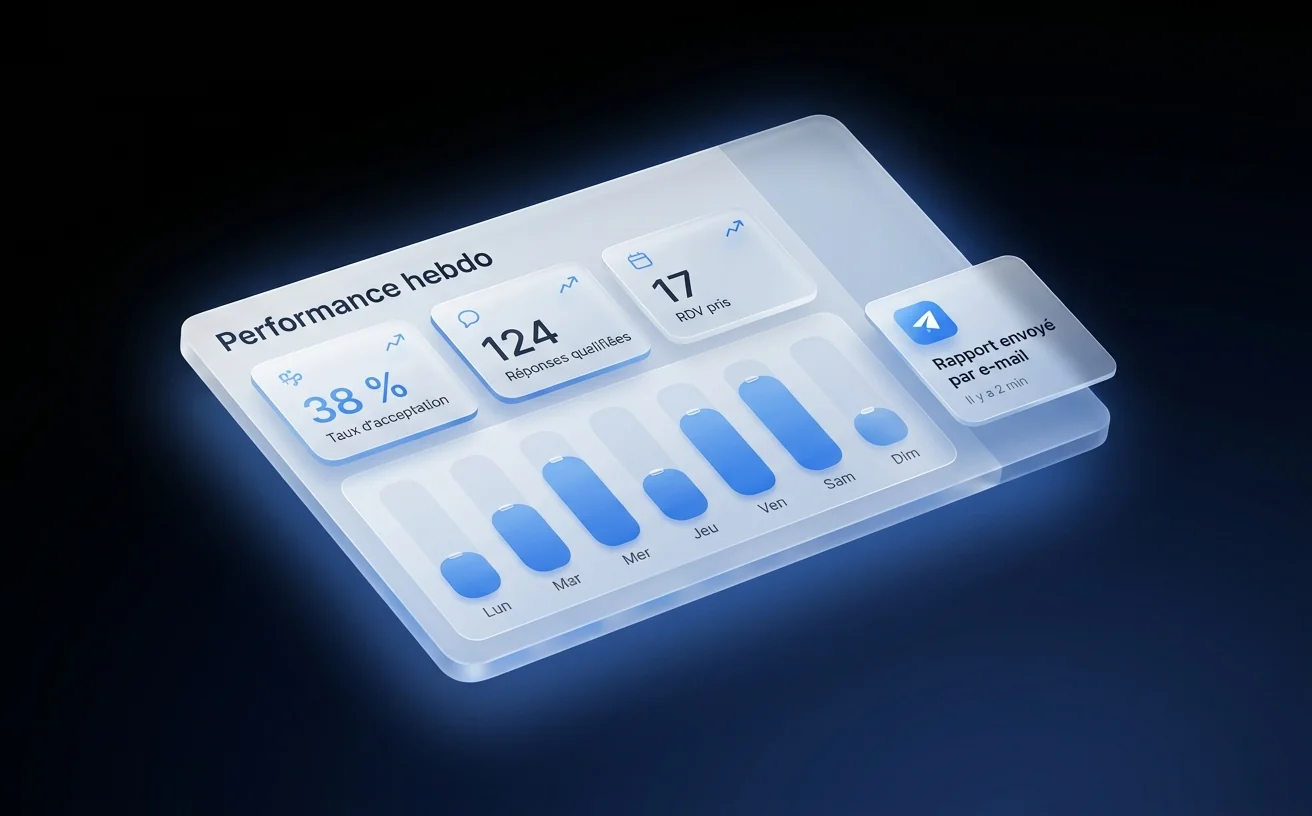 Dashboard de performance prospection LinkedIn KPI hebdo