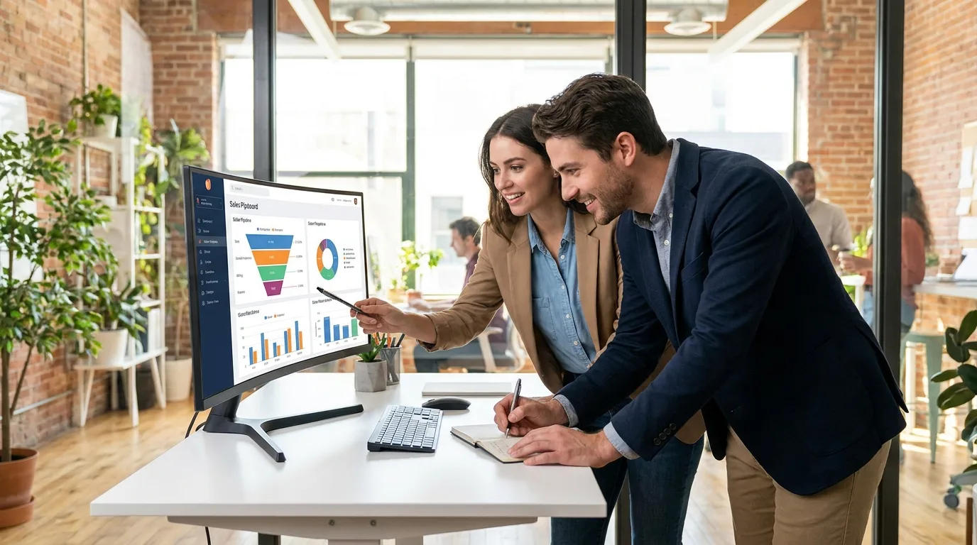 Commerciaux SaaS B2B analysant des leads LinkedIn