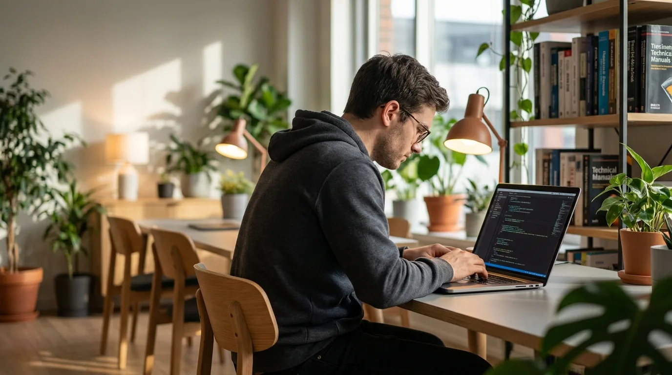 Développeur consultant la documentation support