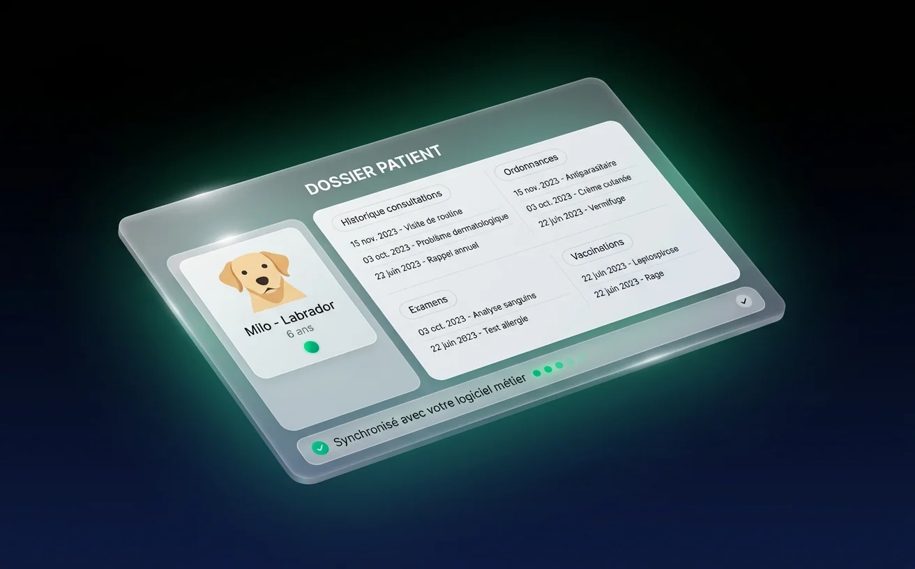 Dossier patient synchronisé avec le logiciel métier vétérinaire