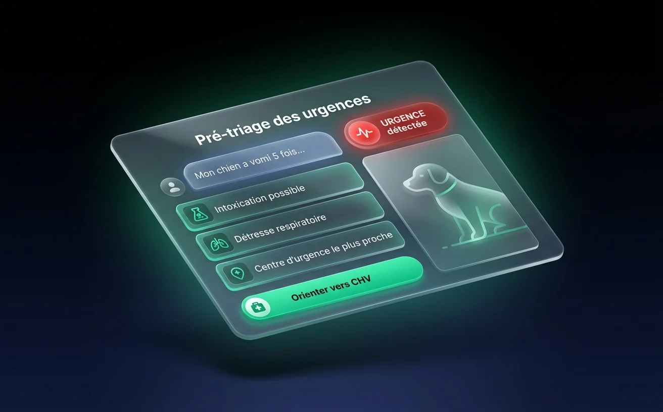 Pré-triage des urgences vétérinaires avec orientation centre habilité