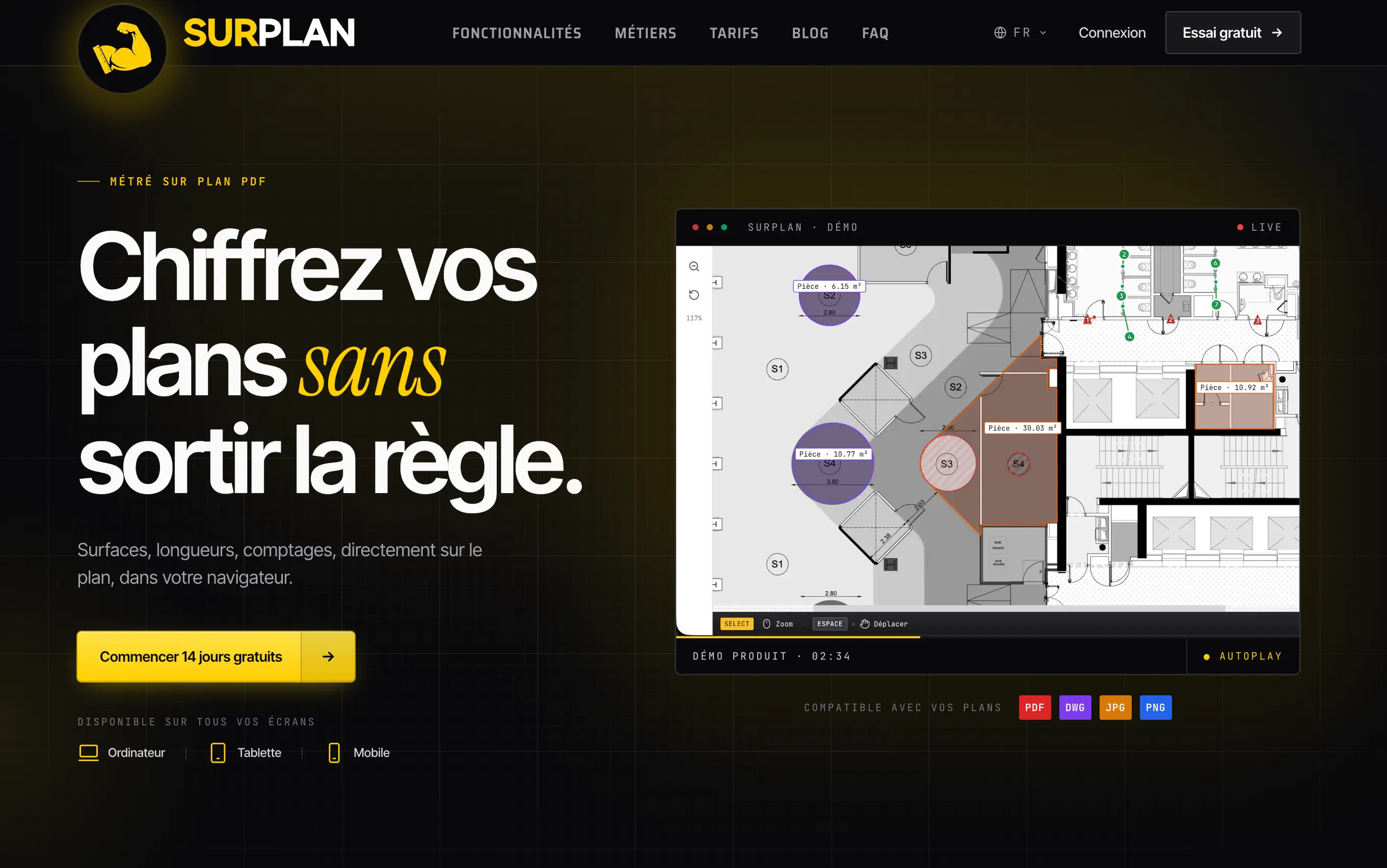SURPLAN - Application web de mesure de linéaire et surfaces pour le BTP