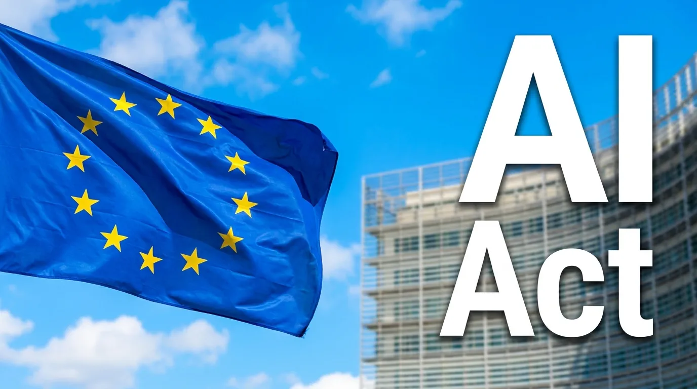 Drapeau européen flottant devant le bâtiment Berlaymont de la Commission européenne au coucher du soleil