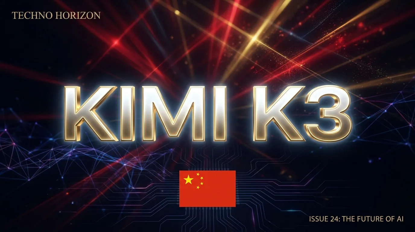 Logo Kimi K3 et drapeau chinois, le plus grand modèle IA open-weight jamais publié
